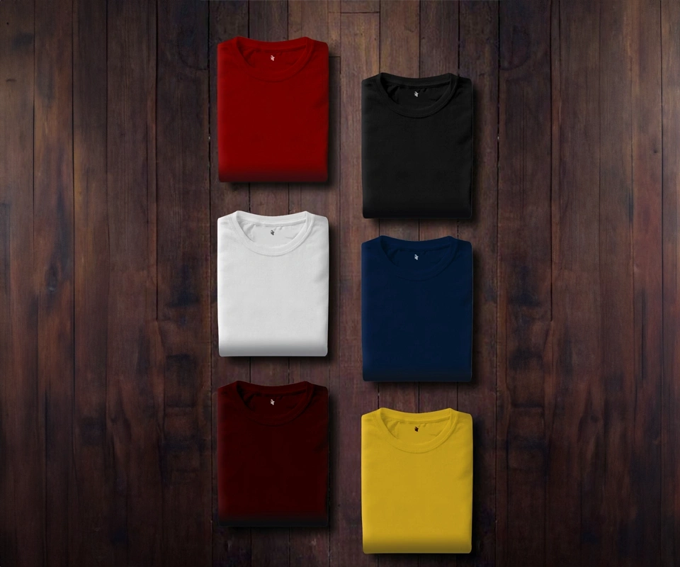 Colorful T-Shirts on table
