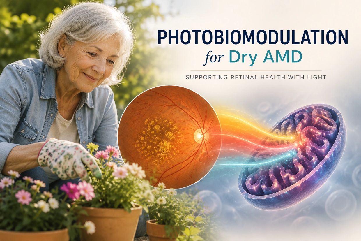 Photobiomodulation light therapy for dry age-related macular degeneration (AMD) and retinal health
