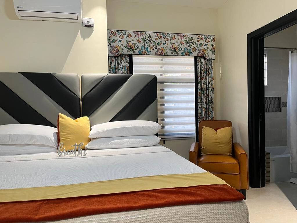 Bedroom with block out drapes