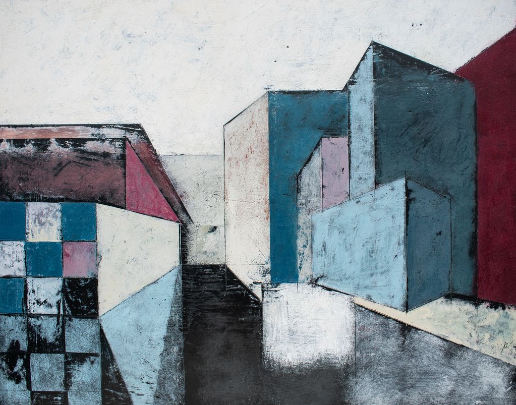 "A late afternoon. 
81 X 61 cm.
Encaustics and oils on birch ply.