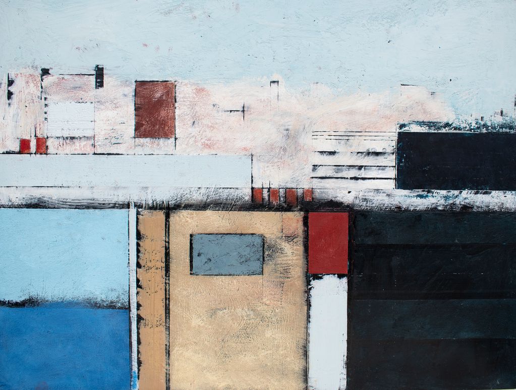 "Ampitheatre". 
81 x 61 cm.
Encaustics and oils on birch ply.
2021