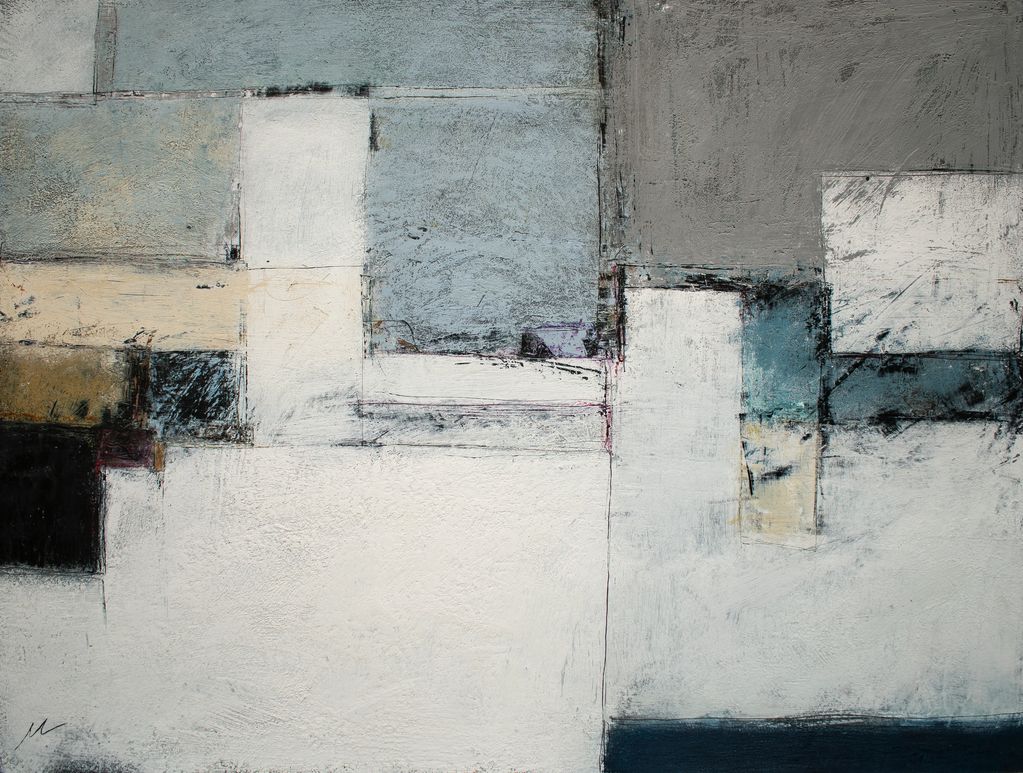 "Beachfront property".
81 x 61 cm.
Encaustic and oils on birch ply.