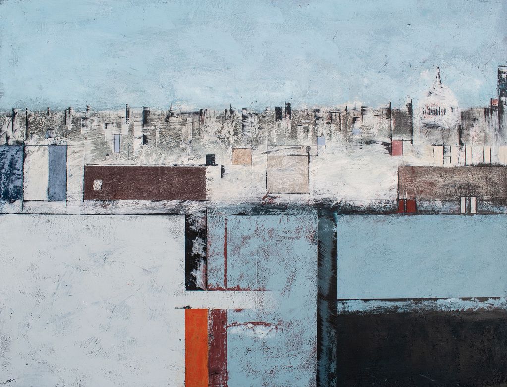 "Belfry". 
81 x 61 cm.
Encaustics and oils on birch ply.
2021