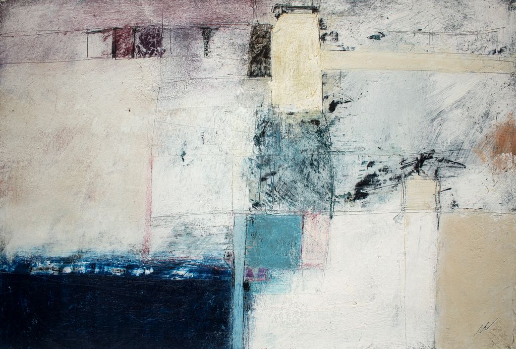 "Central plaza".
61 x 41 cm.
Encaustic and oils on birch ply.