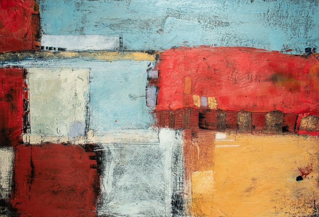 "Mutitjulu waterhole". 
61 x 41 cm.
Encaustics and oils on birch ply.
2021