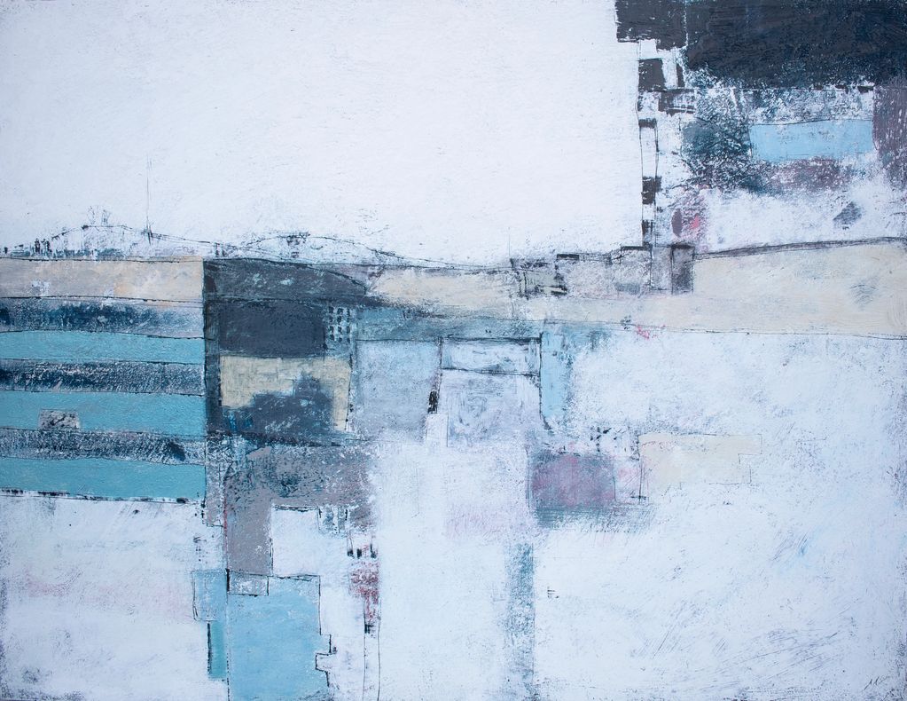 "Ploughed field". 
81 x 61 cm.
Encaustics and oils on birch ply.
2022