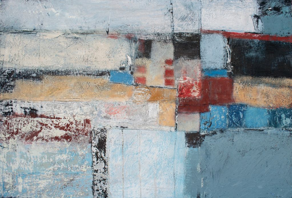 "The black post". 
61 x 41 cm.
Encaustics and oils on birch ply.
2021