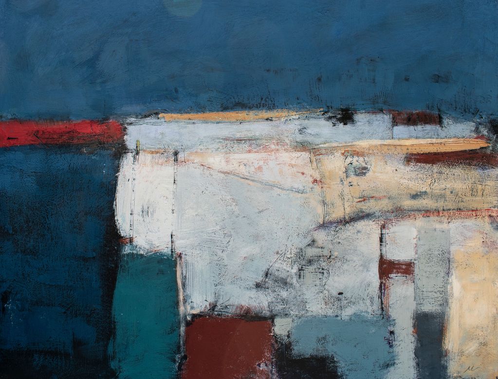 "The yellow marker". 
81 x 61 cm.
Encaustics and oils on birch ply.
2021