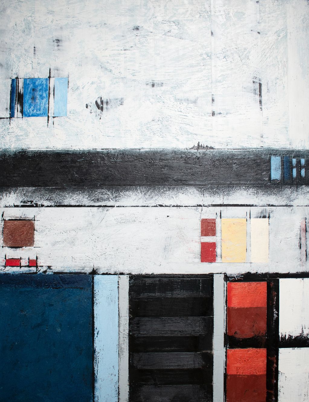 "Part V". 
61 x 81 cm.
Encaustics and oils on birch ply.