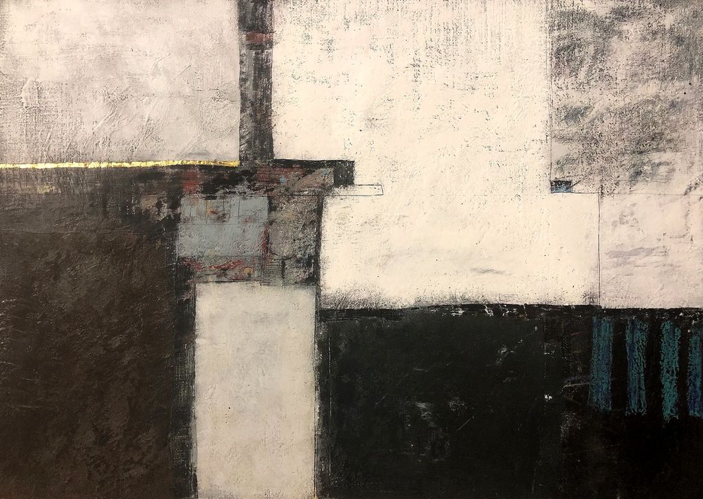 "A soft touch".
80 x 60 cm.
Encaustic, oils and gold leaf on hessian board.