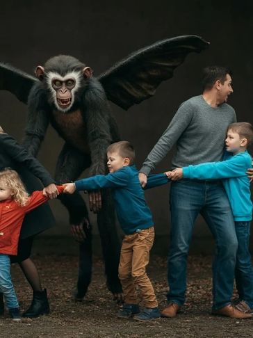 A family tries to protect their children from a winged, menacing monkey-like creature.