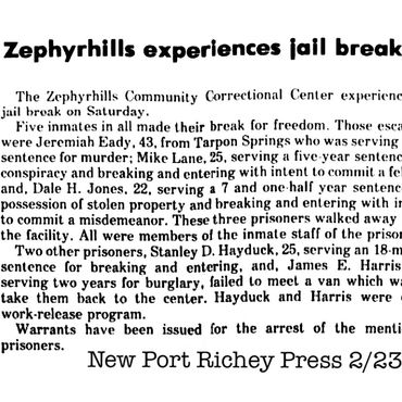 Jeremiah Eady, brother of Alex Baber's mother, commits murder on Christmas Eve 1969, then later esca