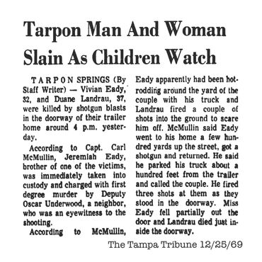 Jeremiah Eady, brother of Alex Baber's mother, commits murder on Christmas Eve 1969, then later esca
