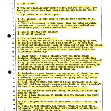 LAPD Officer Harry Hanson grand jury testimony, 12/6/1949 - highlighted section page 15
