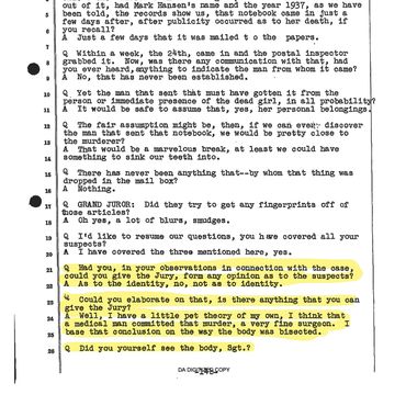 LAPD Officer Harry Hanson grand jury testimony, 12/6/1949 - highlighted section page 14