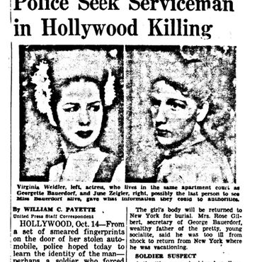 News clipping after the murder of Georgette Bauerdorf.