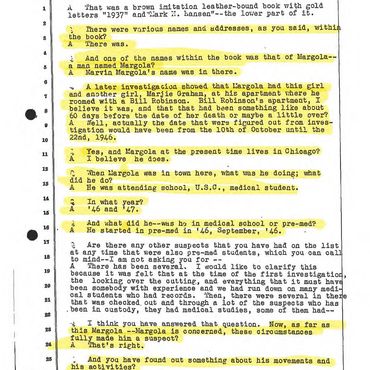 Page 9 from the 1949 Black Dahlia Grand Jury testimony of Sergeant Finis Brown