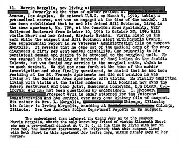 Black Dahlia Grand Jury report on Marvin Margolis