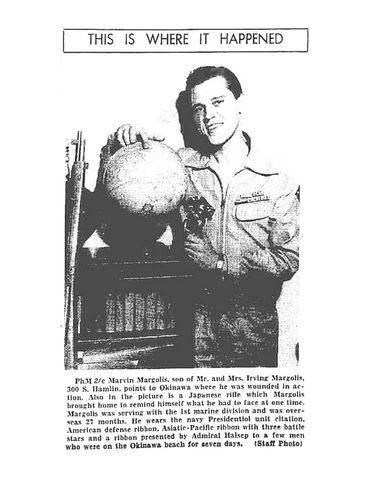 Marvin Skipton Margolis - Chicago Garfieldian Newspaper, August 23, 1945, page 1