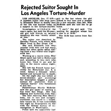 Rejected Suitor Sought in Los Angeles Torture Murder - Los Angeles Examiner
