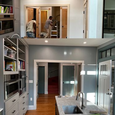 Before & after painting renovated kitchen by Pancione Painting Plus in Amherst, MA