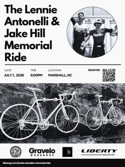 Memorial bike ride event for Lennie Antonelli and Jake Hill in Marshall, NC, July 1, 2026.