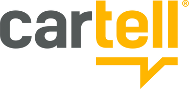 Logo of Cartell with bold text in gray and yellow.