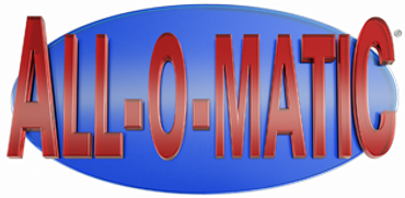 A 3D text logo reading 'ALL-O-MATIC' on a blue oval background.