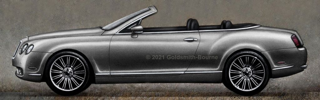 Bentley Continental GT DHC, Popular Movie & TV Car - JACQUES DAVID GOLD, HollywoodCarArt.com