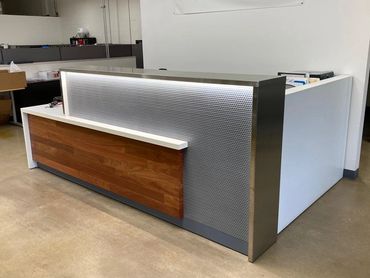 Custom designed and built front desk.