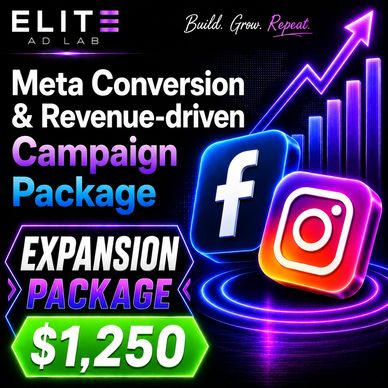 Meta conversion campaign package for $1,250 by Elite Ad Lab.