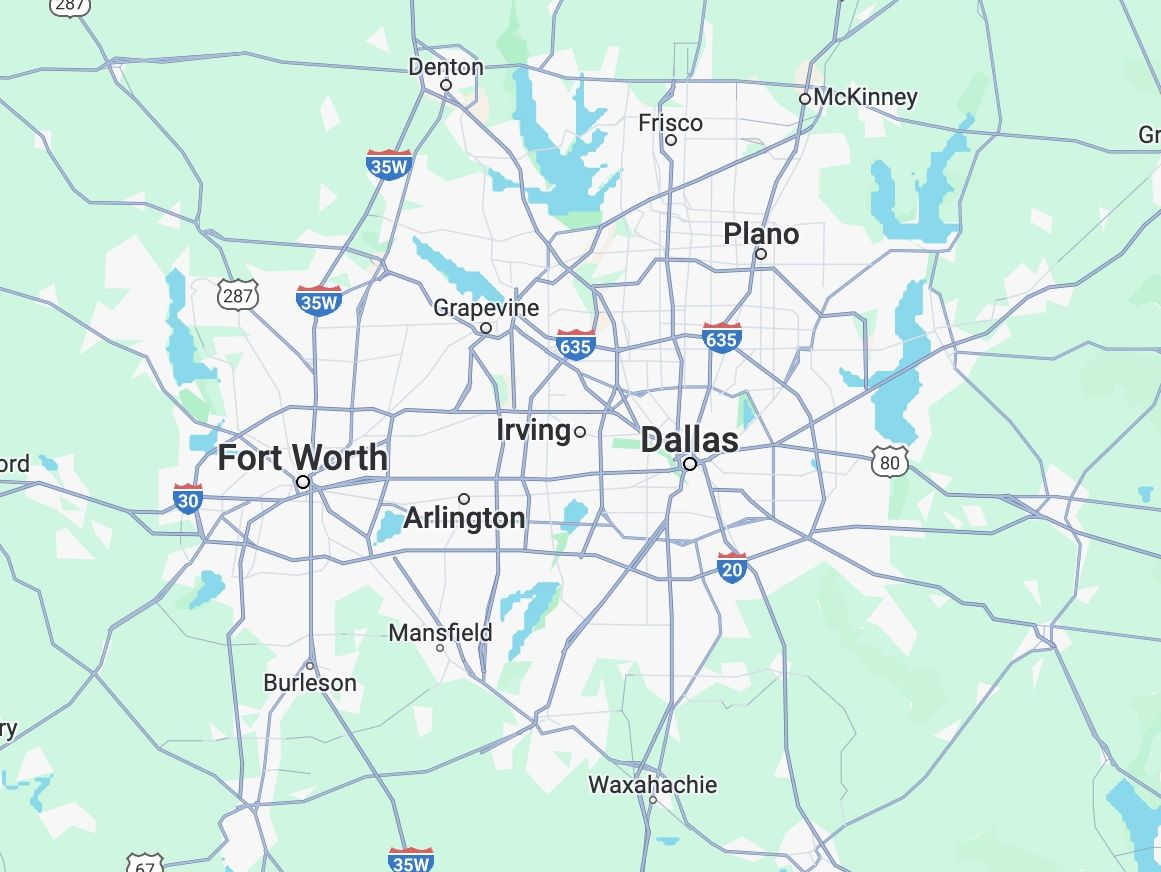 A map of Dallas/Fort Worth area