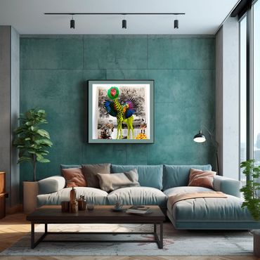 Artwork "Bestiary : savannah" by sakiemma, in a living-room.