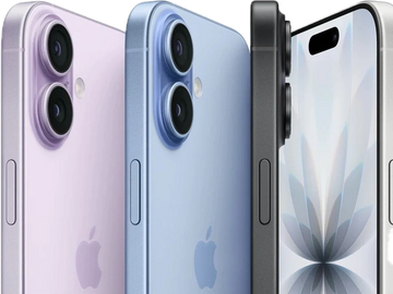 Four iPhones in purple, blue, black, and silver colors, showcasing their rear and front designs.