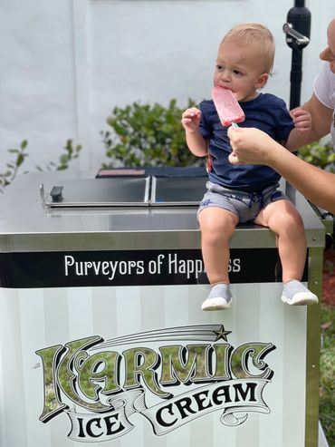 New  Karmic Ice Cream fan in Parkland Florida sitting on Ice Cream cart