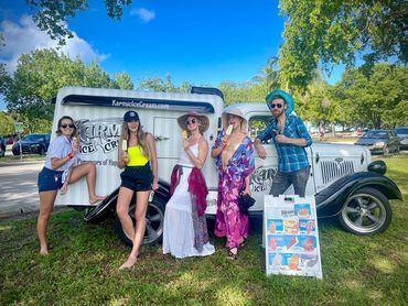 Millenials  with Karmic Ice Cream truck in Key Biscayne Florida