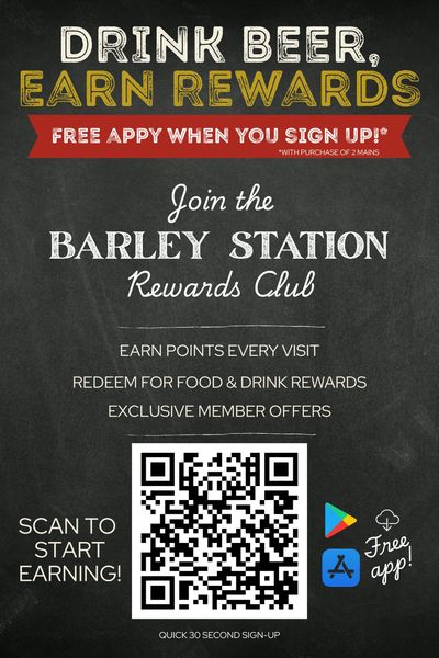 Join Barley Station Rewards Club for beer rewards and exclusive offers.
