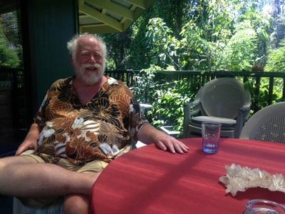 Stewart Blackburn sitting outside