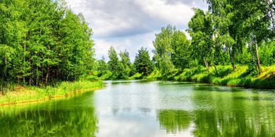 green river bright sky
