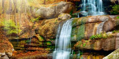 waterfall and stones