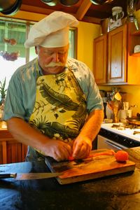 Stewart Blackburn preparing food