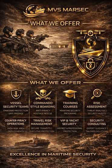 MVS Marsec offers comprehensive maritime security services, including vessel protection, anti-piracy, training, and risk assessment.