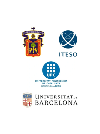 Logos of four universities from Spain and Mexico.