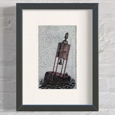 Channel marker buoy nautical chart cape cod map drawing ink