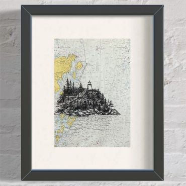 Lighthouse art drawing Maine Rockland