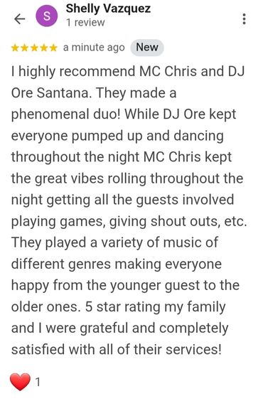 Positive review praising MC Chris and DJ Ore Santana's energetic and engaging performance.