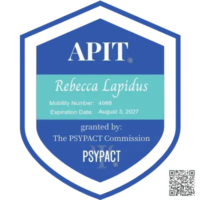 APIT certification badge for Rebecca Lapidus from PSYPACT Commission.