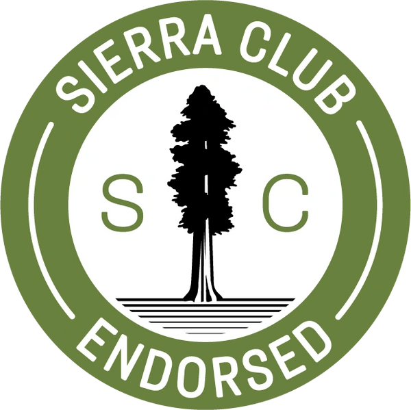 Sierra Club Endorsement logo in green with white lettering in a circle surrounding a tree