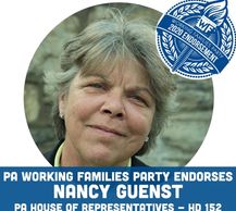An endorsement logo and picture from the Working Families Party