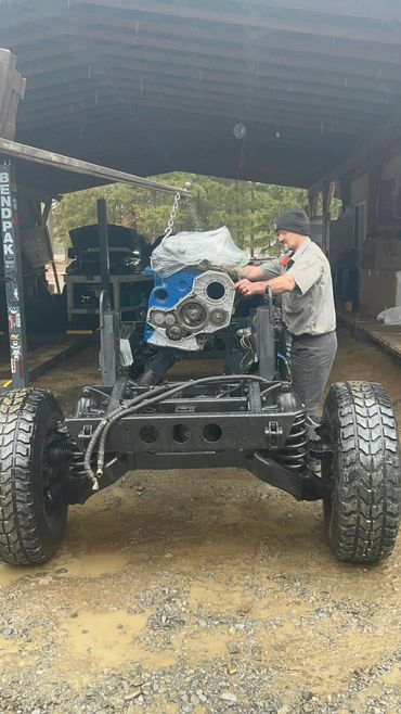 12v Cummins rebuilt and dropping into a newly rebuilt Humvee frame.